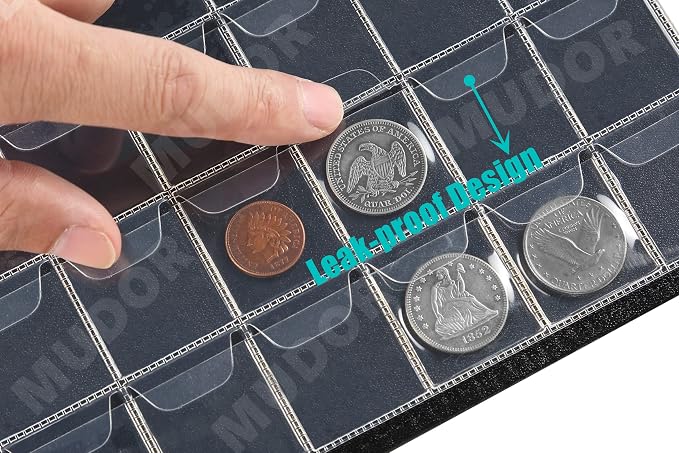 MUDOR 240 Pockets Coin Collection Book, PVC FREE Coin Holder Album | Fits Dime - Image 4