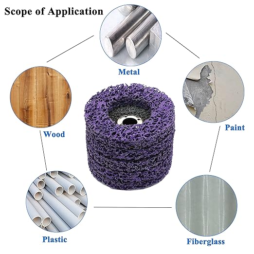 11Pack 4” Strip Discs Rust Remover Wheel for Angle Grinders Clean and Remove Paint, Coating, Rust and Oxidation for Wood Metal Fiberglass Work Purple