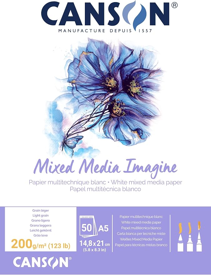 Canson Imagine Mixed Media 200gsm Paper, Natural White, A5 pad Including 50 by Unknown