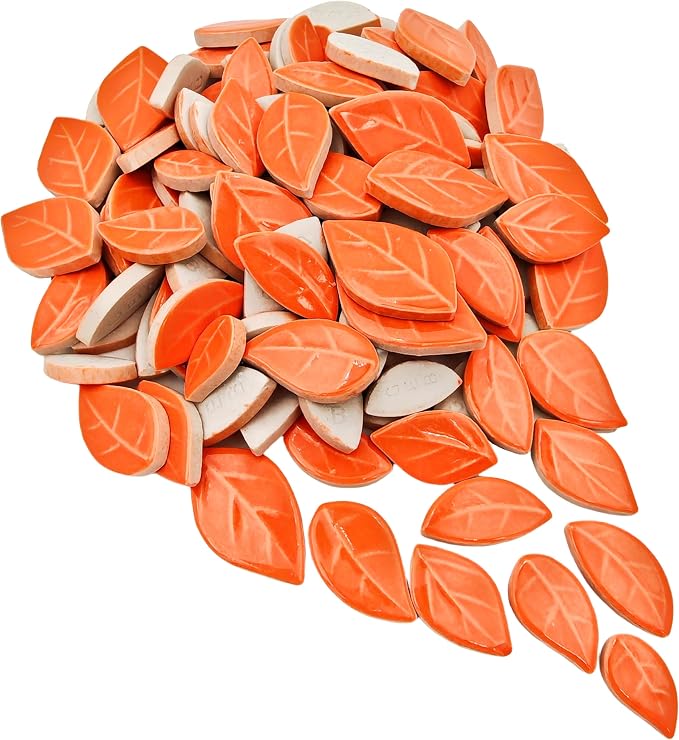 500g/1.1lb Leaf-Shaped Ceramic Mosaic Tiles, Ceramic Mosaic Pieces - Image 2