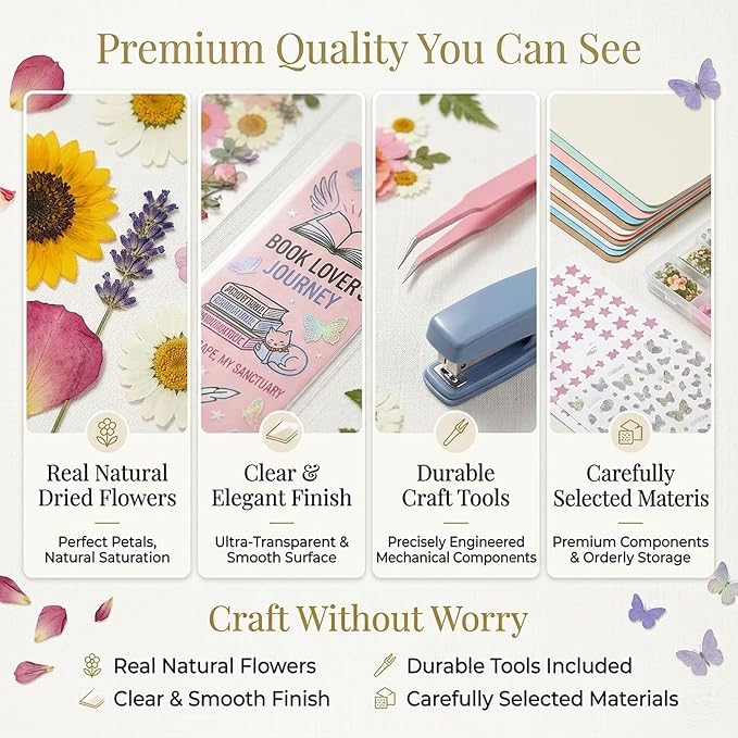 Pressed Flower Bookmark Kit, Make Your Own Clear Dried Flower Bookmarks DIY - Image 5