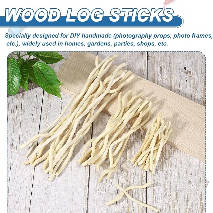 PATIKIL 25 Pcs 12inch Wood Log Sticks, 0.24-0.39inch in Diameter Natural - Image 4