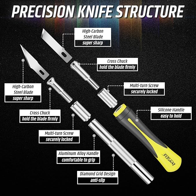 DIYSELF 16-Piece Exacto Knife Set, Craft Knife & Hobby Knife Kit, Precision - Image 3
