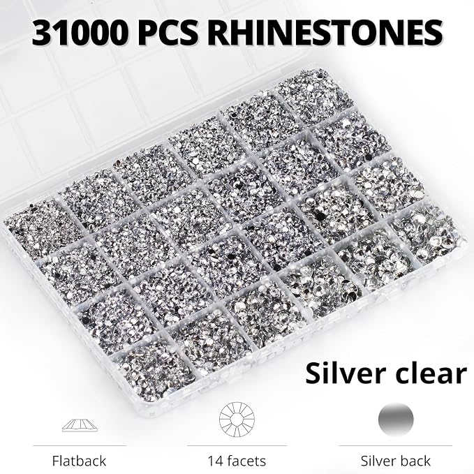33000Pcs Silver Clear Rhinestones - Image 3