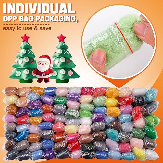 96pcs 10.4 oz Needle Felting Wool - Image 5