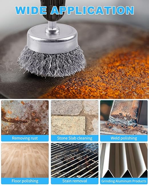 Rocaris 21-Pack Carbon Steel Wire Wheel, Cup, Pen Brush Set with 1/4-Inch Round Shank for Rust Removal, Corrosion and Scrub Surfaces