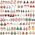 SANNIX 110Pcs 55 Pairs Christmas Charms Gold Enamel Jewelry Pendants by SANNIX