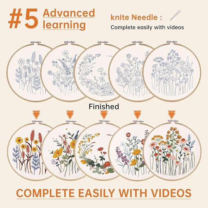 CYANFOUR 5 Pack Beginner Embroidery Kit - Image 4