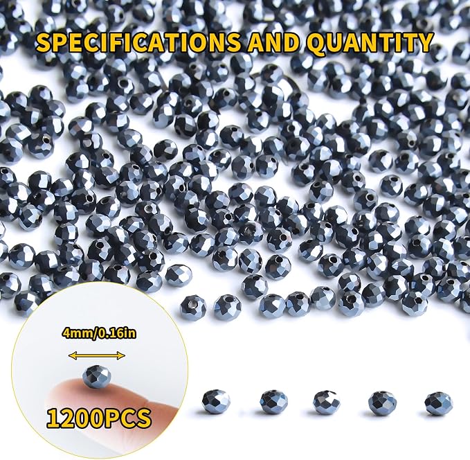 1200Pcs 4mm Crystal Glass Beads - Image 2