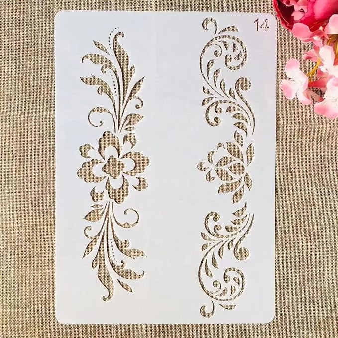 TIAMECH A4 Reusable Floral Lines Stencil by TIAMECH