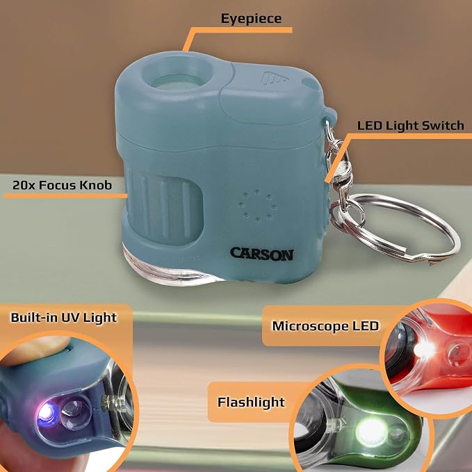 MicroMini Blue, Pocket Microscope Keychain | Built-In Flashlight - Image 2