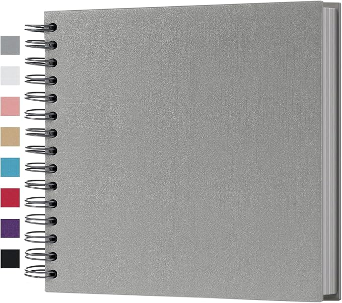 potricher 8 x 8 Inch DIY Scrapbook Photo Album 80 Pages Thick Kraft Blank Gray by potricher