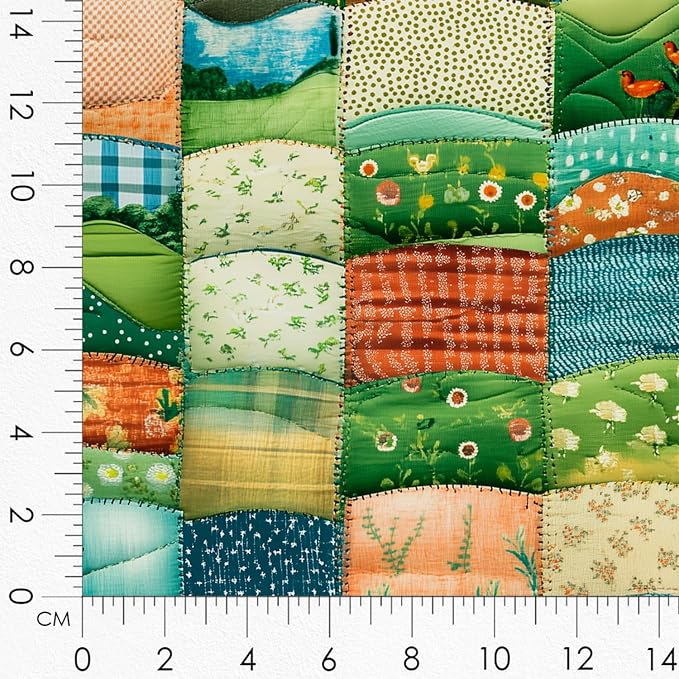 Patchwork Green Hills Cotton Fabric Panel – 6 Designs + Bonus Sheet 29.5×19.6 - Image 8