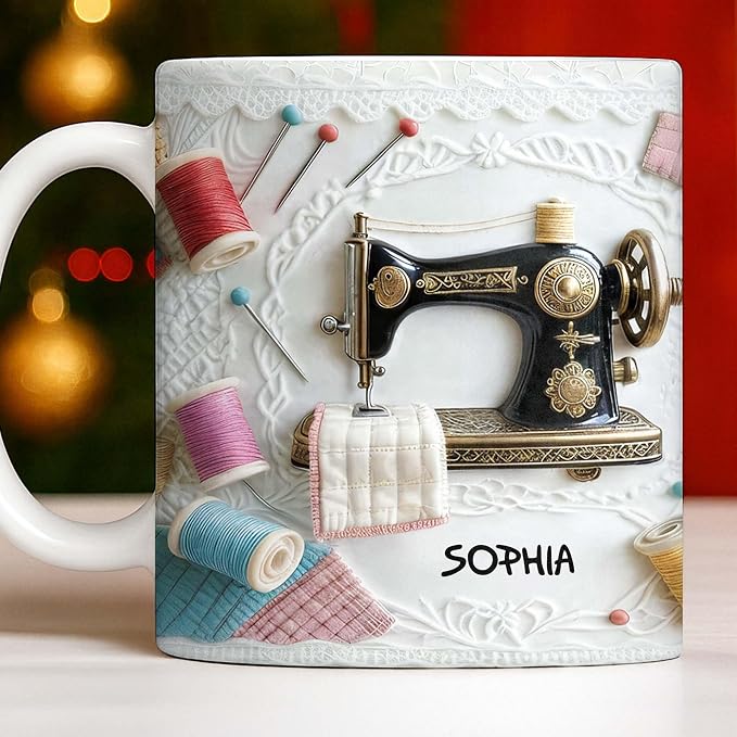 Personalized Vintage Sewing Machine Coffee Mug - Image 7