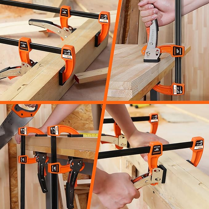 Jorgensen 12-inch Bar Clamp Set, Bar Clamp for Woodworking, Quick Release Gear Clamp with 600 lbs Load Limit - 2 Pack