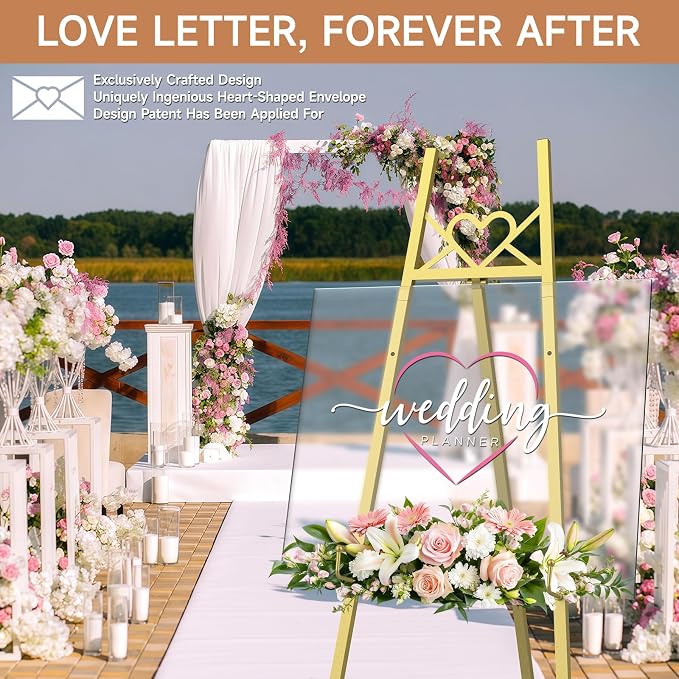 55" Gold Easel Stand for Sign, Heavy Duty Display Easel - Image 2