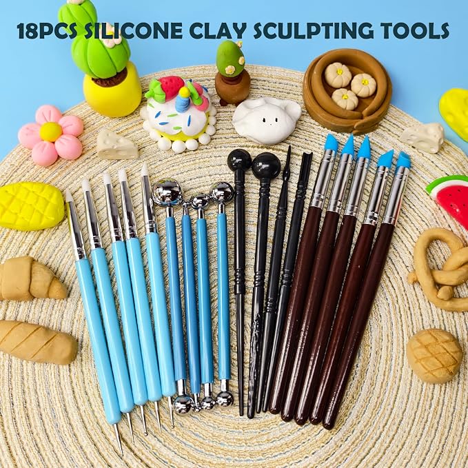 Thyrflen 18PCS Silicone Clay Sculpting Tools, Silicone Painting Brushes Kit - Image 6