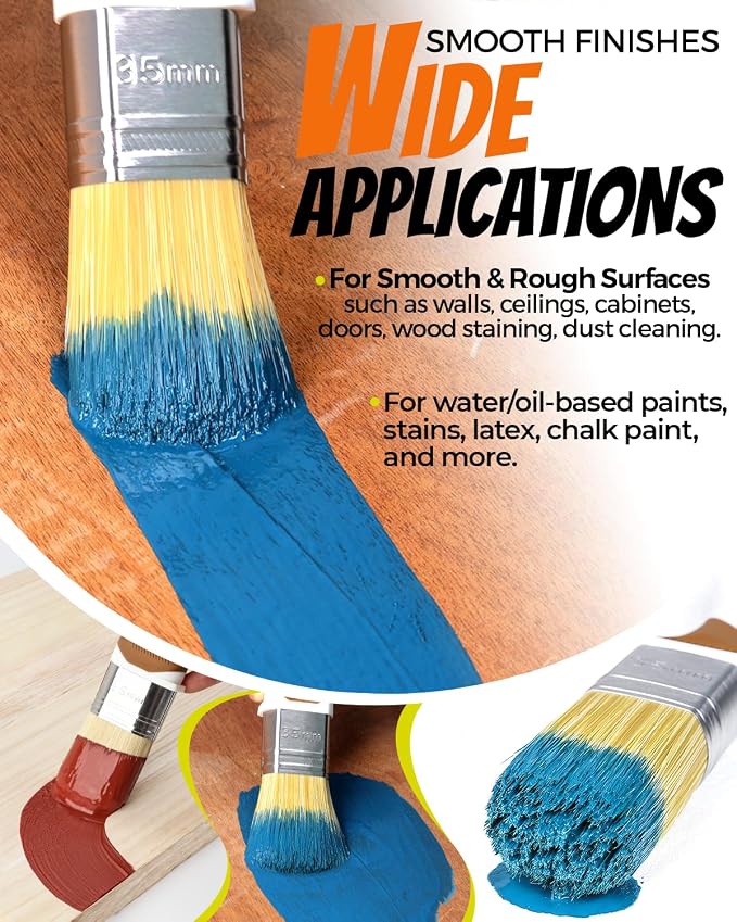 3 Pack Pro Paint Brush Set, Comfy Rubber Handle, Ultra-Smooth & Even Finish - Image 5