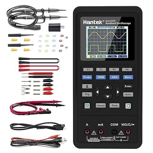 Hantek 2C72 Handheld Oscilloscope 70MHz Multimeter 2CH+DMM 2 in 1 Multifunction Tester