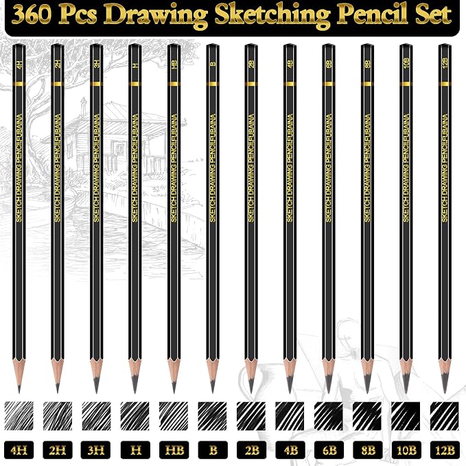 360 Pcs Drawing Sketching Pencil Set Professional Graphite Charcoal Gift Bulk - Image 3