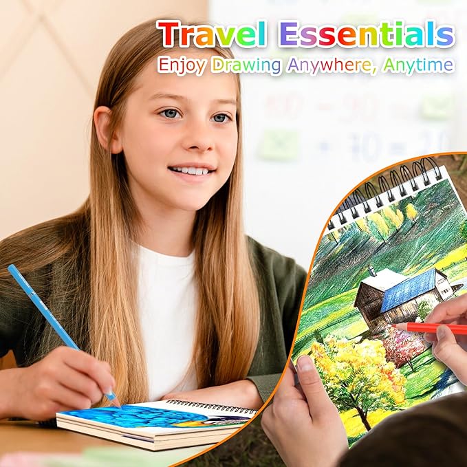 4 Pack 9x12 Sketch Book Spiral Bound, 50 Sheets Each 100gsm/68lb Acid-Free - Image 5