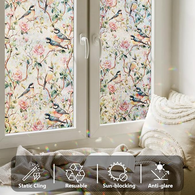 Window Privacy Film Stained Glass 35.4" x 157.4" Rainbow | Static cling – no - Image 2
