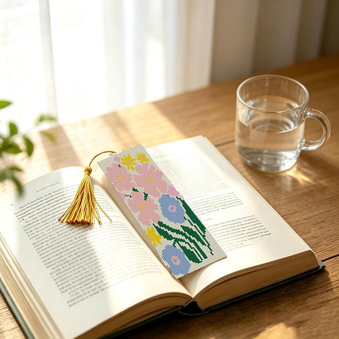 6PC Flowers Counted Cross Stitch Bookmark Kit - Image 4