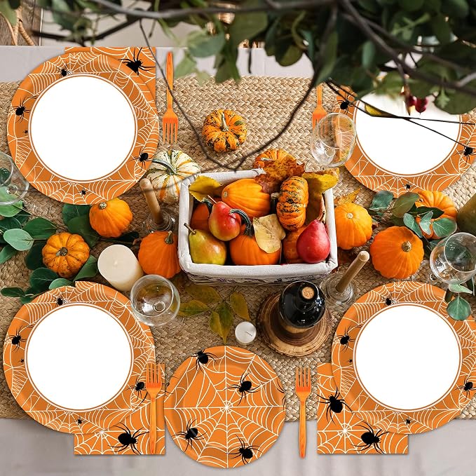 100 Pcs Spiderweb Party Plates and Napkins - Image 6