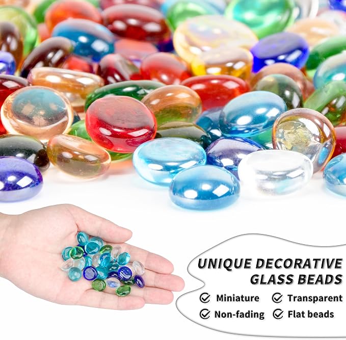 1 LB Flat Glass Beads, Mini Flat Round Pebbles - Image 3