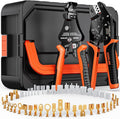 SOMELINE Spade Connector Crimping Tool Kit 24-14 AWG, 40 Types 2.8/4.8/6.3/7.8 mm Non-Insulated Spade Terminals and Terminal Housings - Open Barrel Crimping Tool, Ratchet Wire Crimper Tool