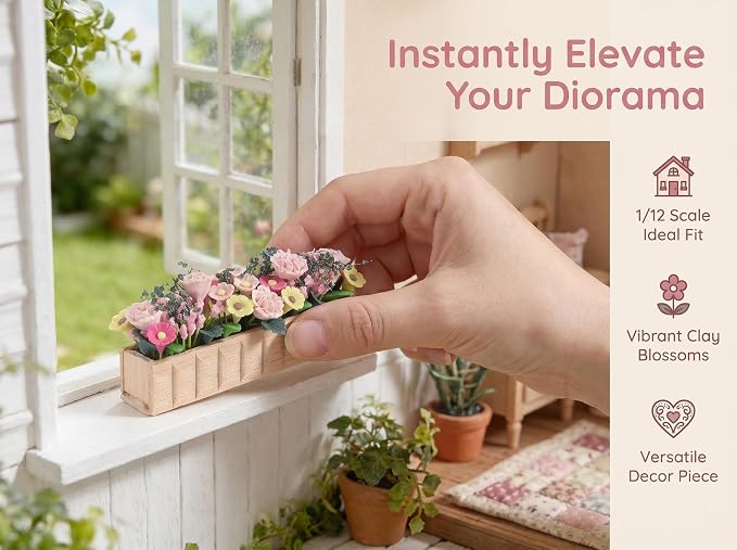 Abaodam Dollhouse Flowers Box, 1:12 Miniature Flowers - Image 4