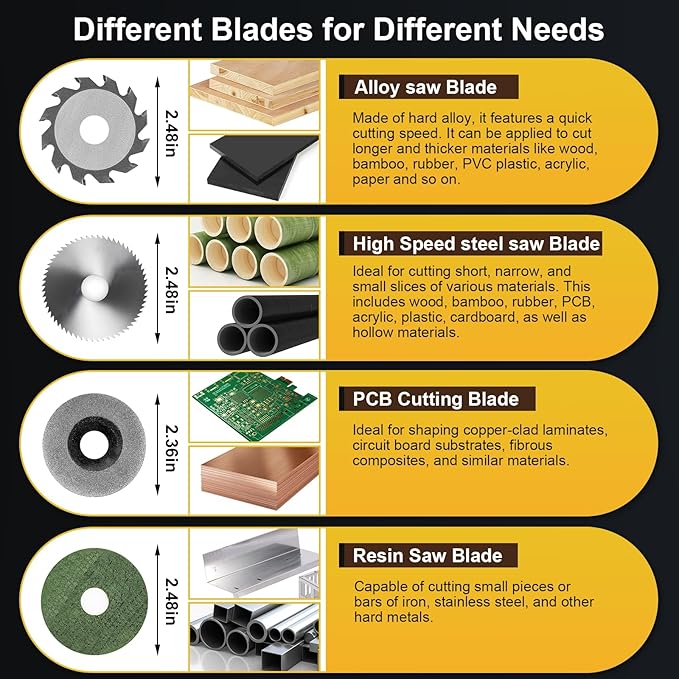 Mini Table Saw for Crafts, Portable Small Hobby Table Saw with 196 Accessories, Adjustable Speed & Angle, All-in-One Cutting, Sanding, Engraving for Wood, Plastic, PCB, Acrylic (Liftable)