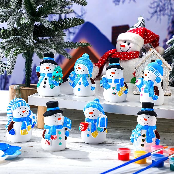 Soulchen 8 Sets Winter Snowman Ceramics to Paint Ready to Paint Your Own - Image 2