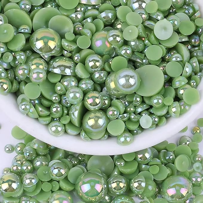 2000PCS AB Color Imitation Half Round Pearls Bead Loose Beads Gems, Mixed Sizes by UYTRDVG