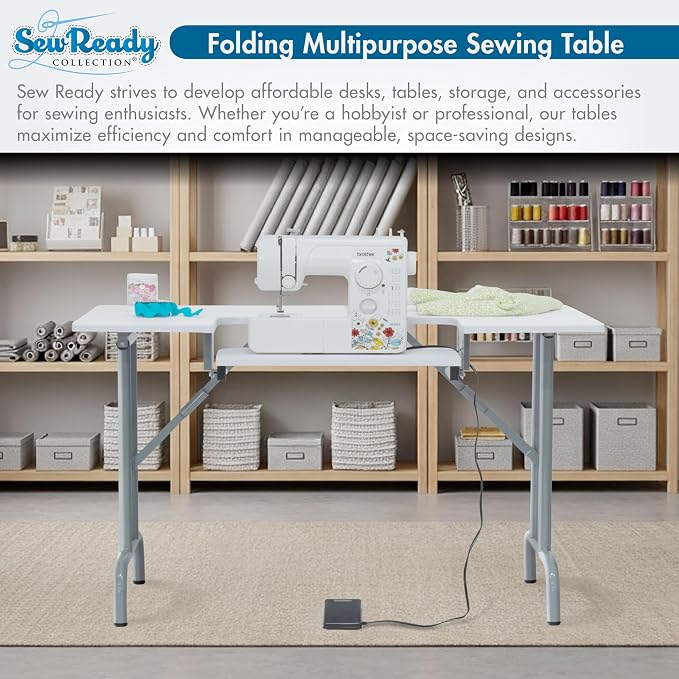 Studio Designs Folding Multipurpose Sewing & Craft Table w/ Machine Shelf - Image 8