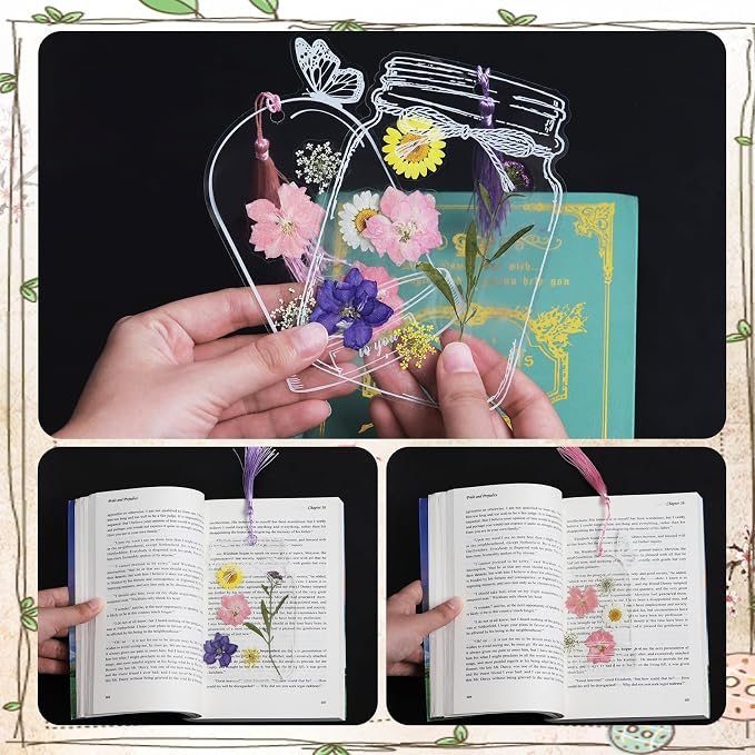 Kaluofan 103PCS Bookmark Making Kit, Transparent Flower Bookmarks, Handmade - Image 5