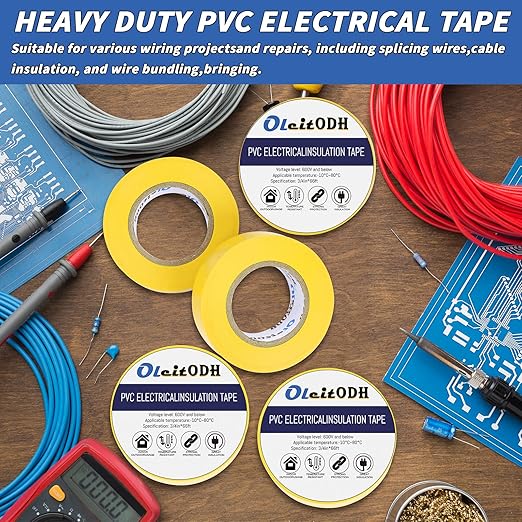 100 Rolls Yellow Electrical Tape Bulk 3/4 Inch x 66ft, Waterproof Vinyl Electric Tape High Temp Insulation Tape for Electrical Protection Home Outdoor Electric Insulating Wire Wrapping
