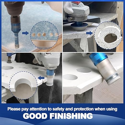 Tile Hole Saw Kit - BRSCHNITT Diamond Core Drill Bit Set 1/4",Drill Bit &1" Diamond Finger Milling Bit &2" Chamfer Bit for Porcelain Tile Ceramic Marble Granite & Adapter