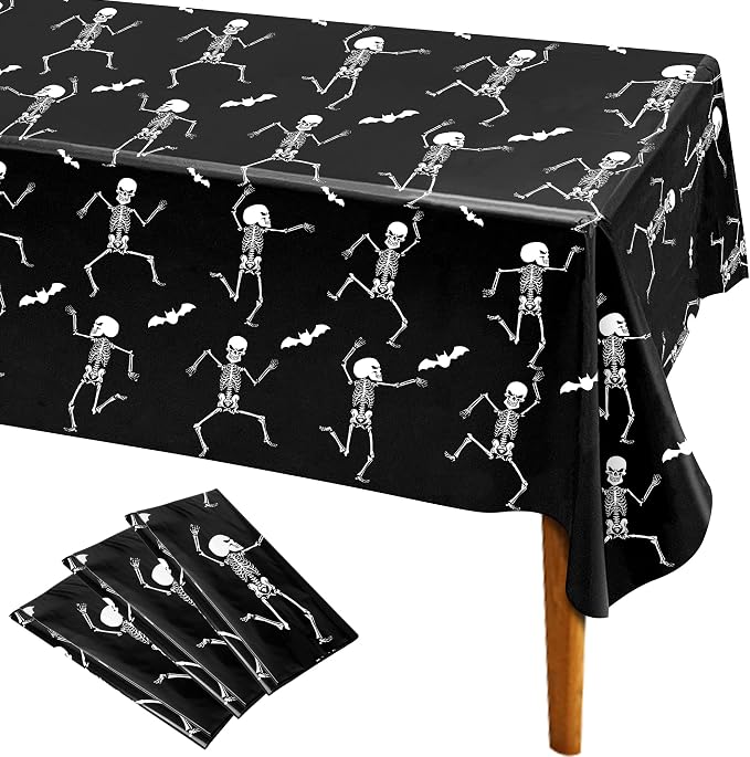 Iceyyyy 3 Packs Disposable Halloween Skeleton Tablecloth by Iceyyyy