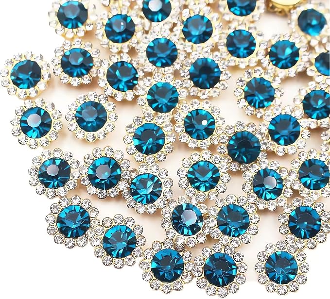 12mm 150pcs Hole Blue Sew on Rhinestones, Crystals Glass Gems by Unknown