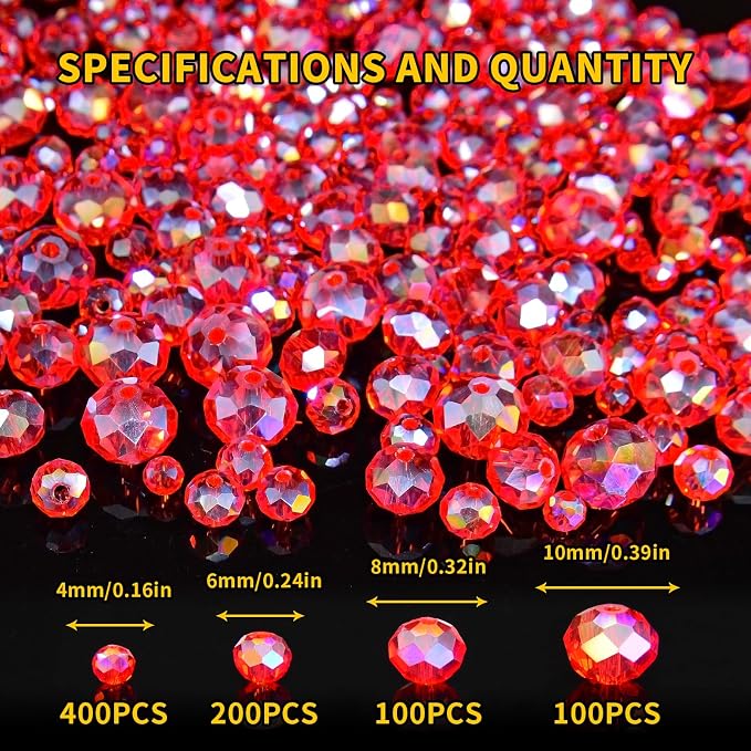 800Pcs 4/6/8/10mm Crystal Glass Beads - Image 2