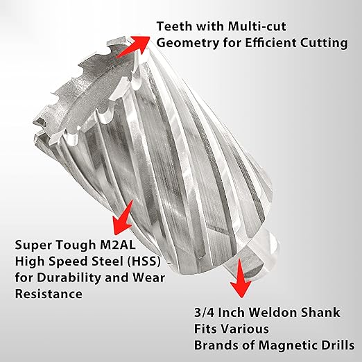 S&F STEAD & FAST Mag Drill Bits 1-3/4" Diameter 2" Cutting Depth, 1Pc, Annular Cutter with Pilot Pin for Magnetic Drill Press