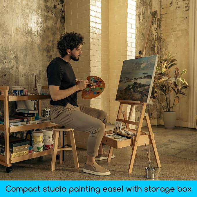 MEEDEN Painting Easel with Storage Drawer, Studio H-Frame Easel- Adjustable - Image 6