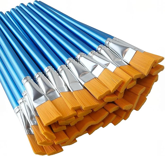 40 Pcs Flat Paint Brushes, 1 Inch Craft Paint Brushes, Large Acrylic Paint Brush by Menintog