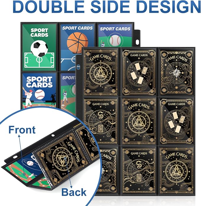 100 Pack 9 Pocket Page Protector, Trading Card Sleeves Pages Baseball - Image 3