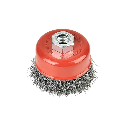 8PCS 3 Inch Carbon Steel Crimped Wire Wheel Cup Brush Set for Grinders, Coarse Crimped with 5/8-Inch-11 Threaded Arbor, Max RPM 12,500, Light-Duty Conditioning for Metal, Rust Removal, Abrasives