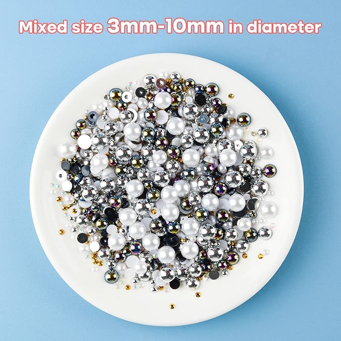 ASTARON 50g Mix Flatback Rhinestones Half Pearls - Image 3