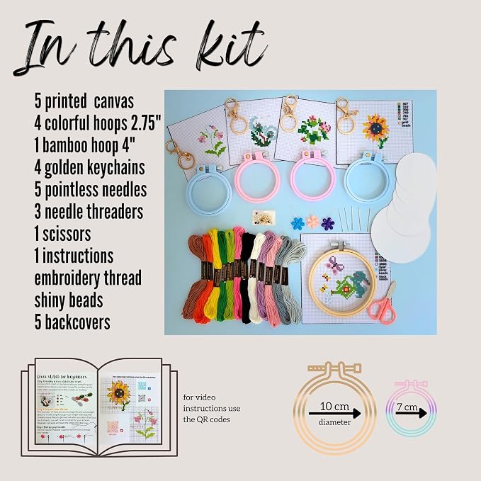 IDDI Embroidery Kit Beginner DIY Keychain Kit, Easy Cross Stitch Kits - Image 3