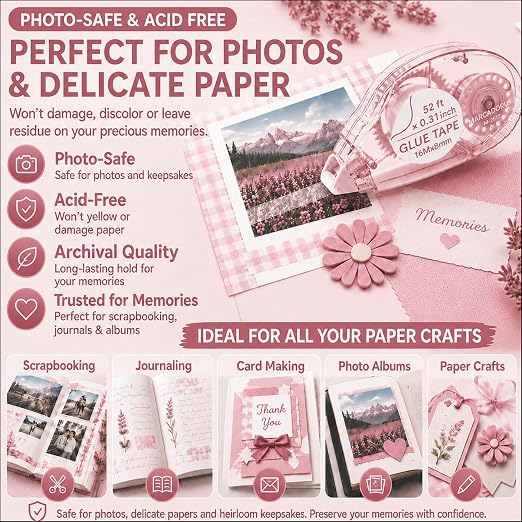 MARCADORUS Double Sided Tape Roller, Scrapbook Glue Tape 6 Pack, Extra-Long | - Image 6