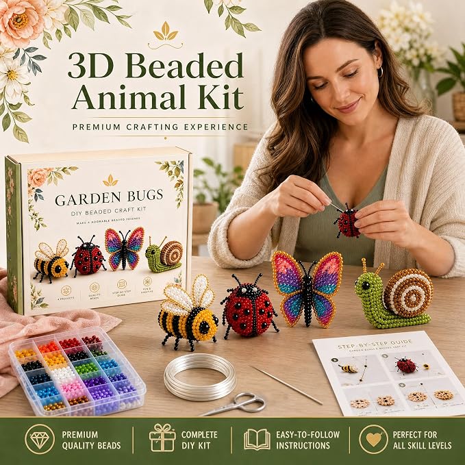 MSOSRIR 3D Beaded Animal Kit, Upgraded Bead Embroidery Kit - Image 2